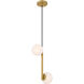 Curven 2 Light 11.25 inch Legacy Brass Pendant Ceiling Light