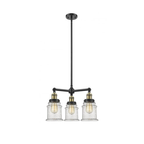 Franklin Restoration Canton LED 18 inch Black Antique Brass Chandelier Ceiling Light in Seedy Glass, Franklin Restoration