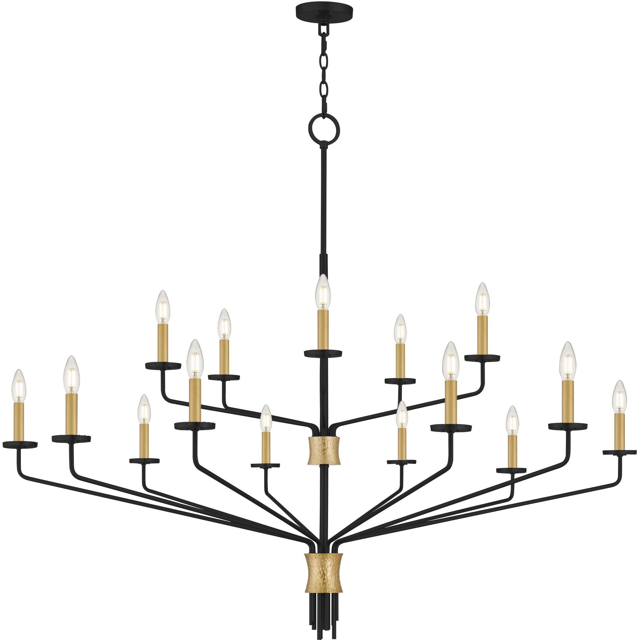 Alexander 15 Light 55 inch Matte Black Chandelier Ceiling Light