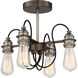 Uptown Edison 4 Light 14 inch Harvard Court Bronze/Pewter Semi Flush Mount Ceiling Light, Convertible