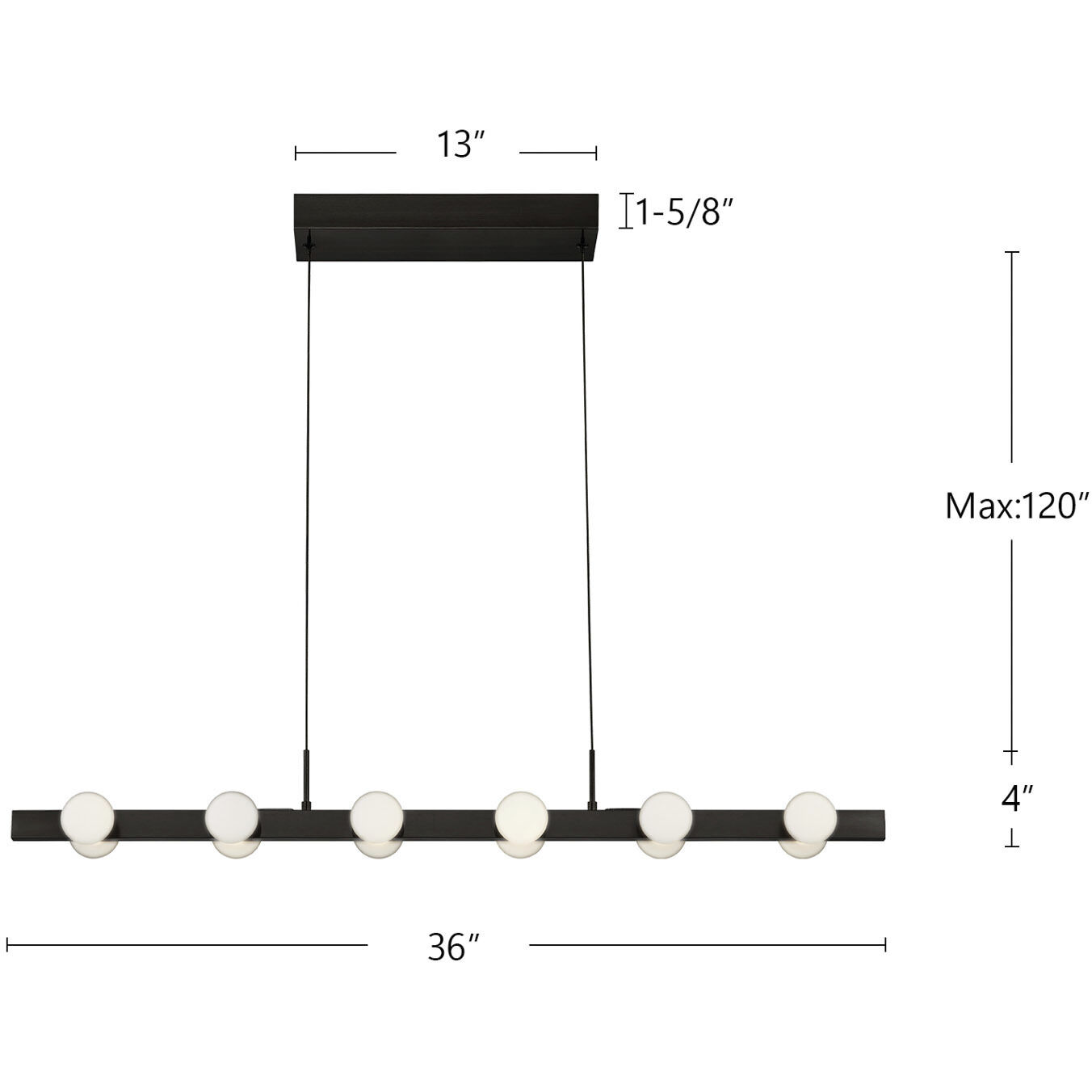 Rezz LED 36 inch Black Linear Pendant Ceiling Light