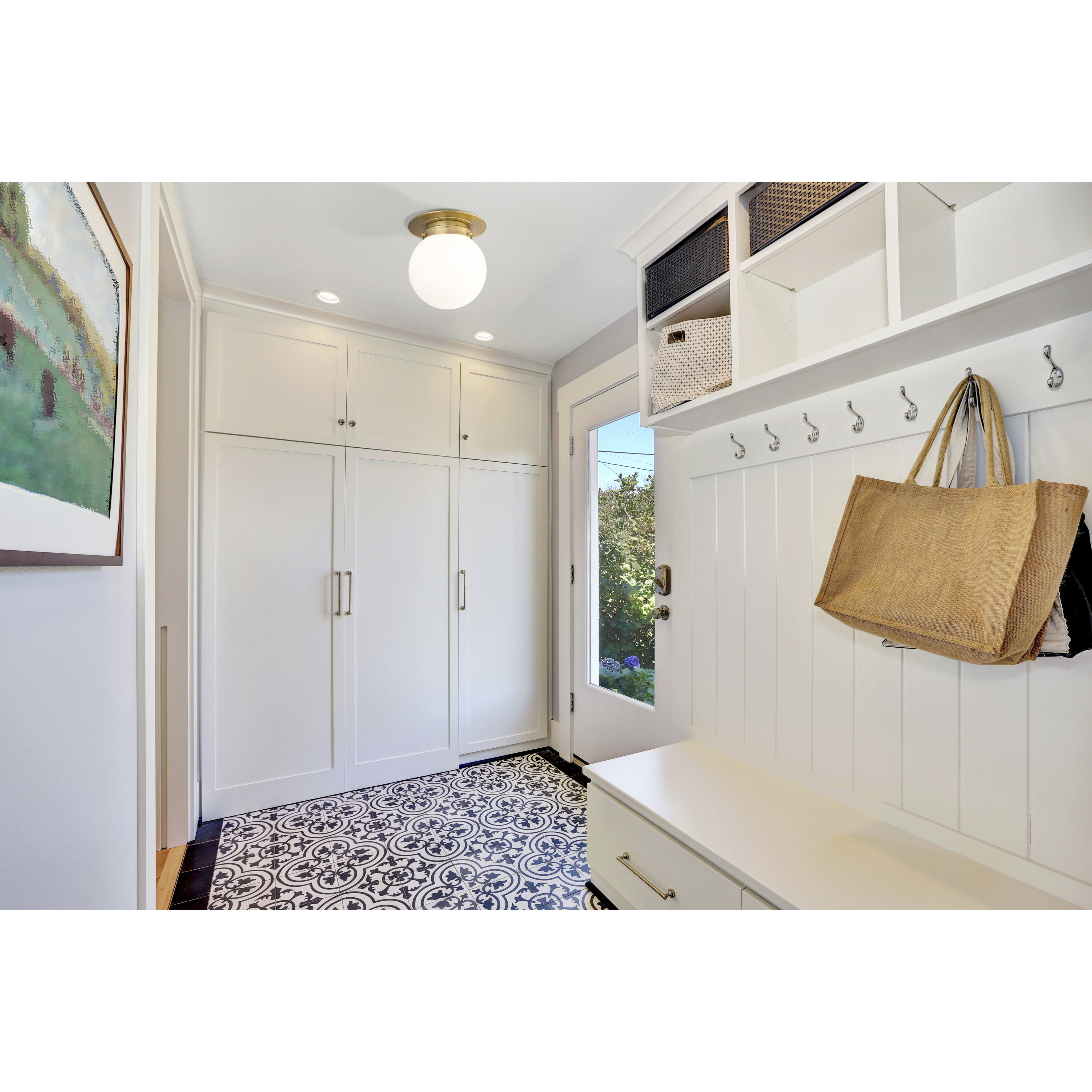 Calhoun 1 Light 9 inch Heritage Brass Flush Mount Ceiling Light