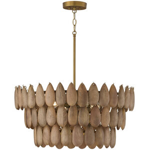 Ravi 4 Light 25 inch Light Wood and Patinaed Brass Pendant Ceiling Light