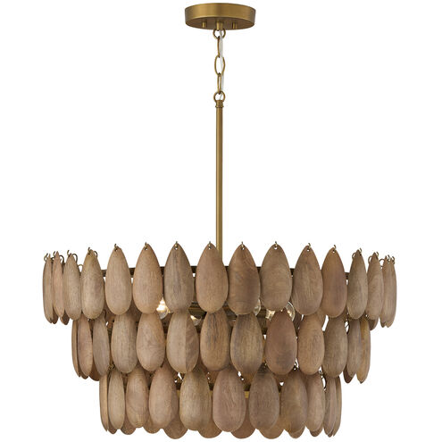 Ravi 4 Light 25 inch Light Wood and Patinaed Brass Pendant Ceiling Light