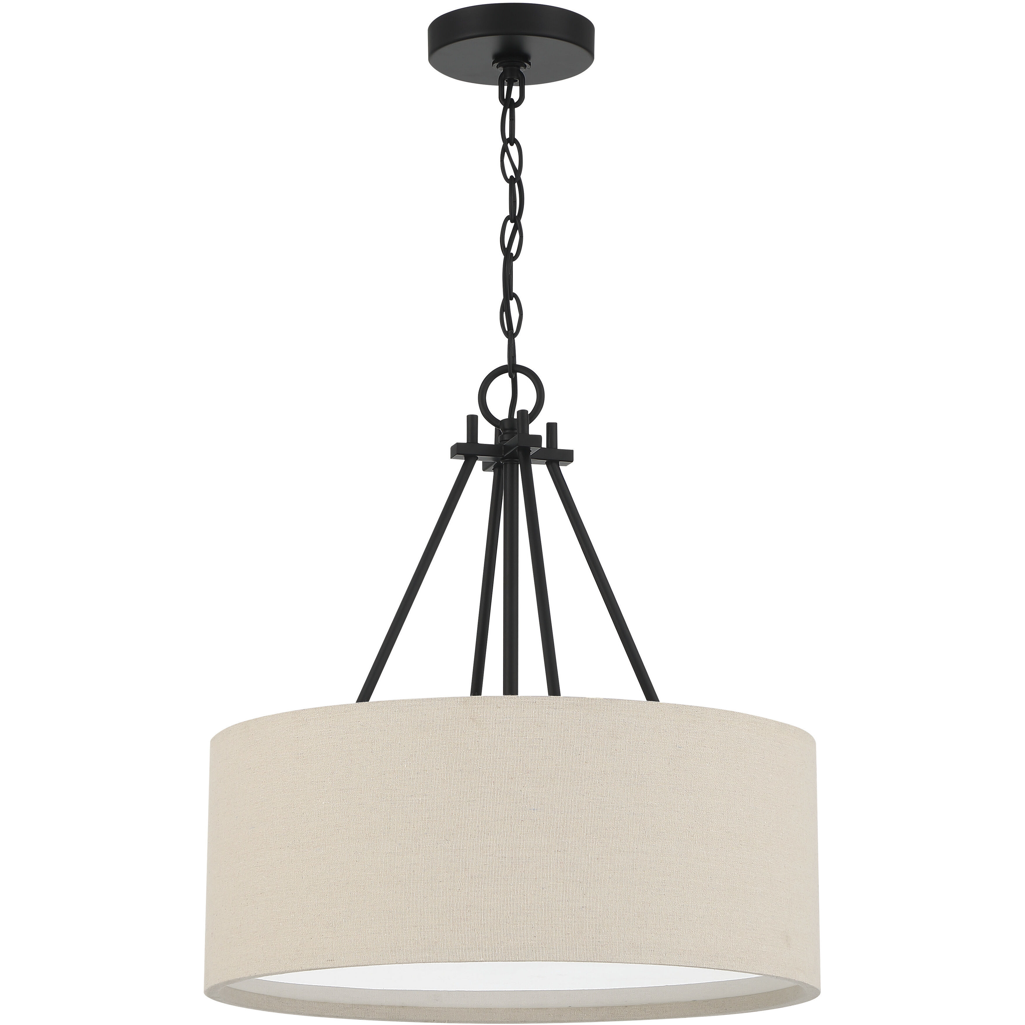 Duke 3 Light 18 inch Flat Black Pendant Ceiling Light, Drum