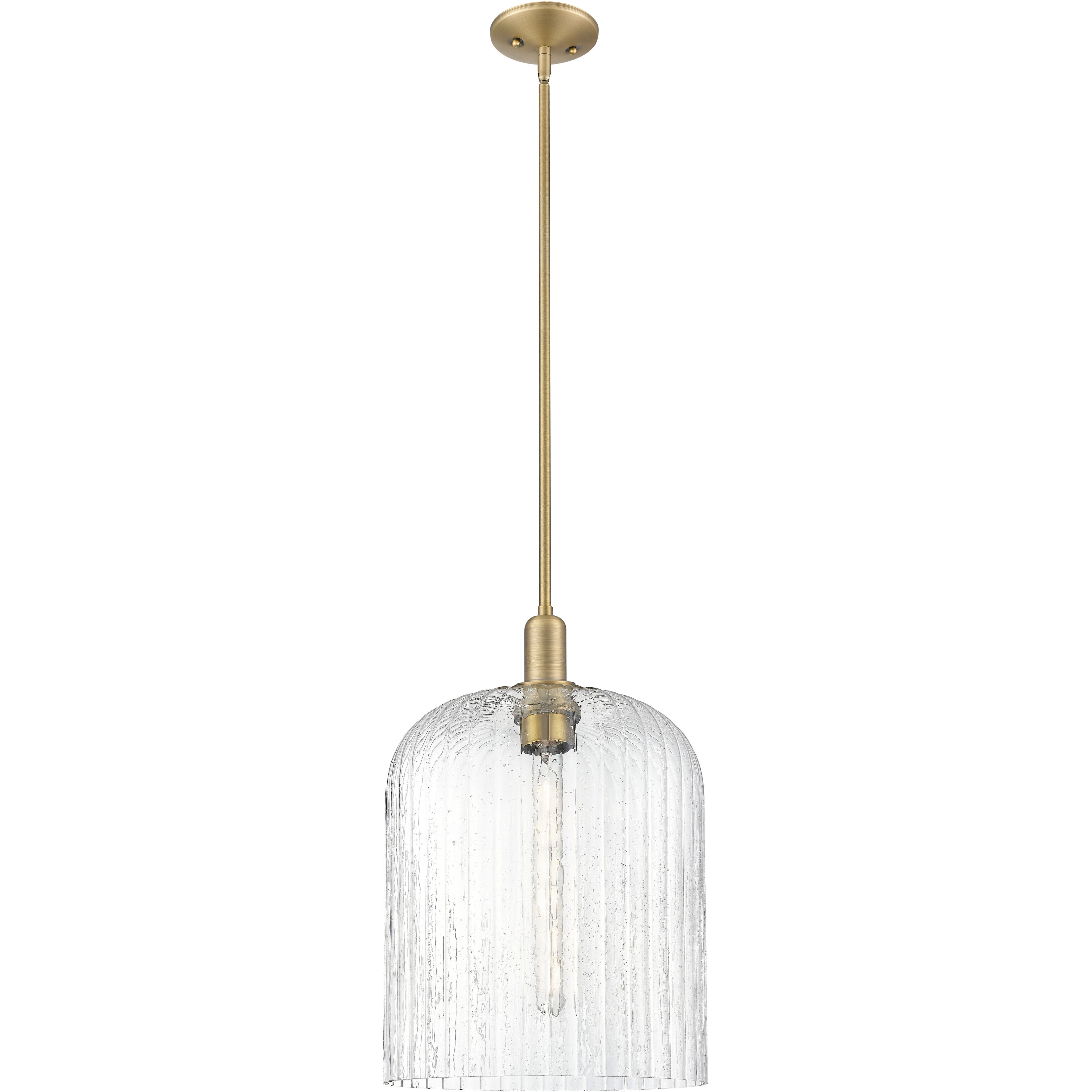 Bridal Veil 1 Light 12 inch Brushed Brass Mini Pendant Ceiling Light in Seedy Glass