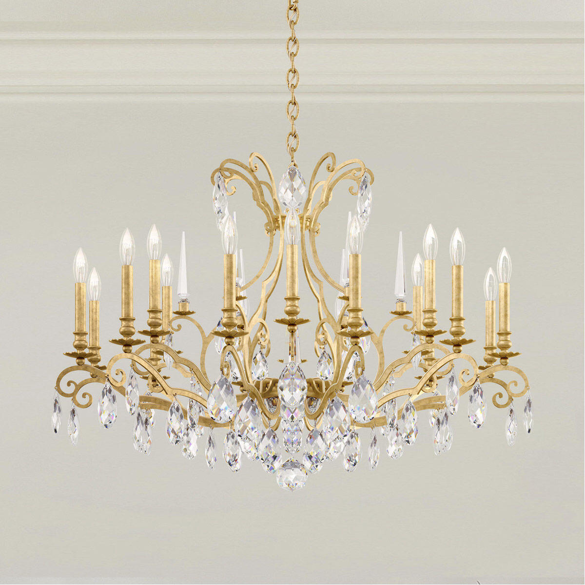Renaissance Nouveau 18 Light 40 inch Heirloom Gold Chandelier Ceiling Light, Adjustable Height