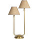Polly 30 inch 60 watt Natural Brass Double Arm Table Lamp Portable Light in Rattan Shade