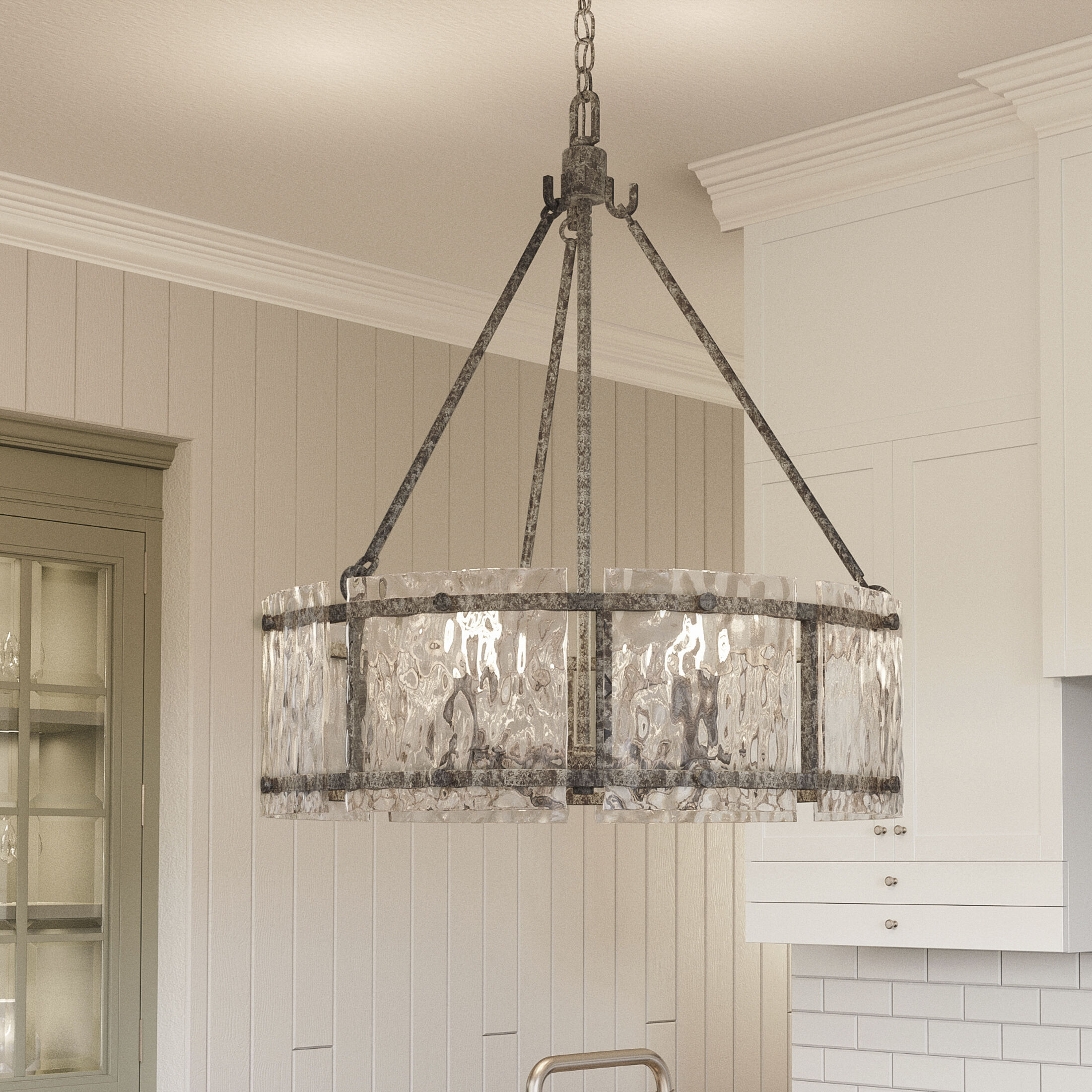 Fortress 5 Light 21 inch Mottled Silver Pendant Ceiling Light