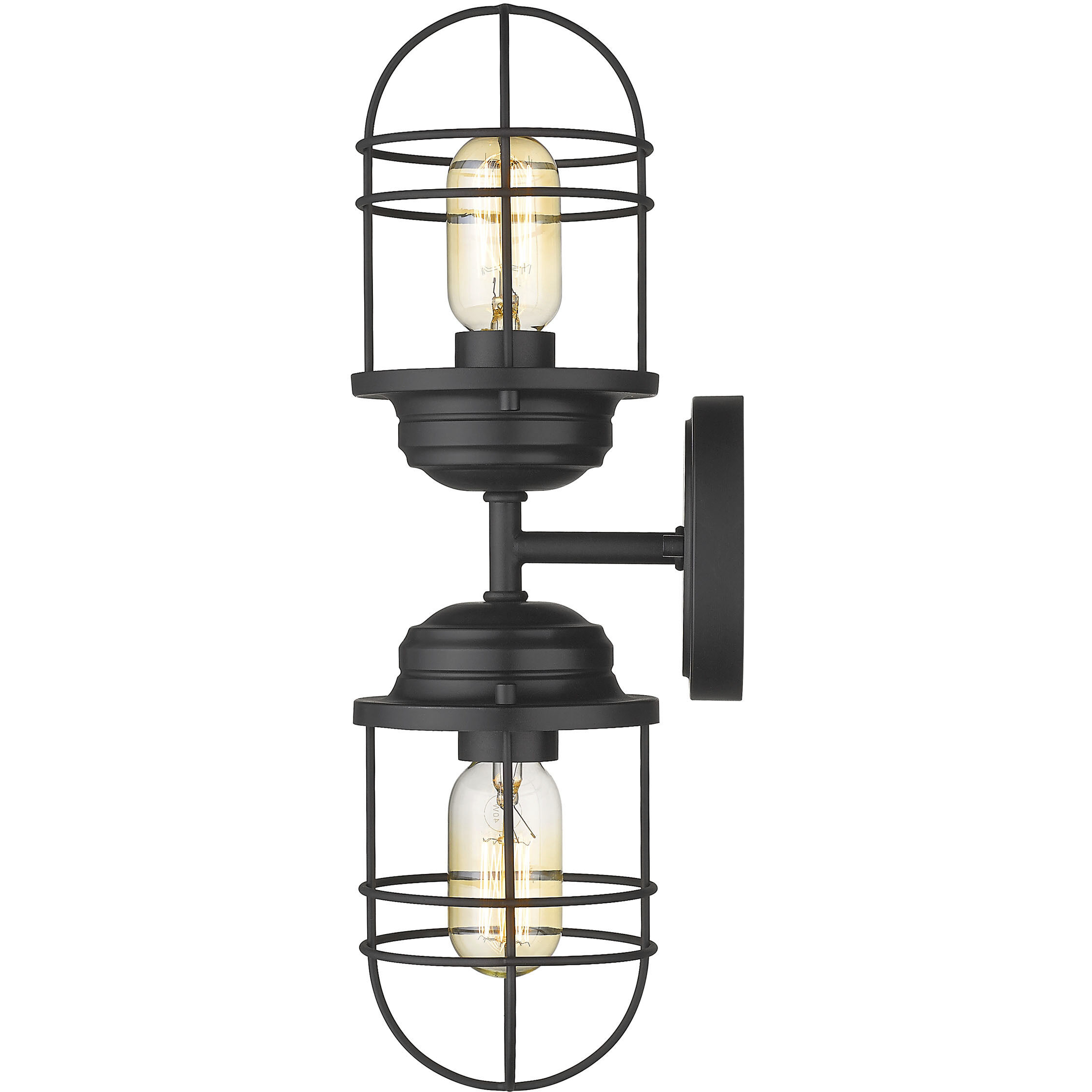Seaport Vanity Wall Light in Matte Black, Damp