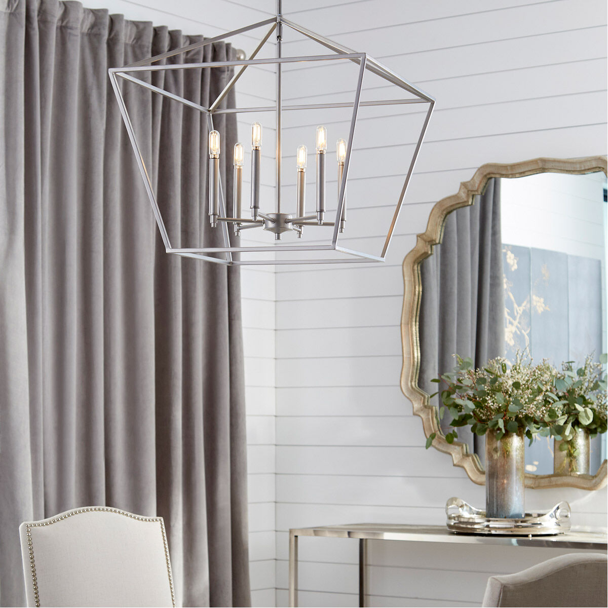 Gabriel 6 Light 24 inch Classic Nickel Nook Ceiling Light, Quorum Home