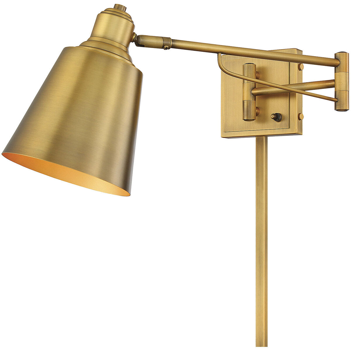 Farmhouse 6.5 inch 60.00 watt Natural Brass Adjustable Wall Sconce Wall Light