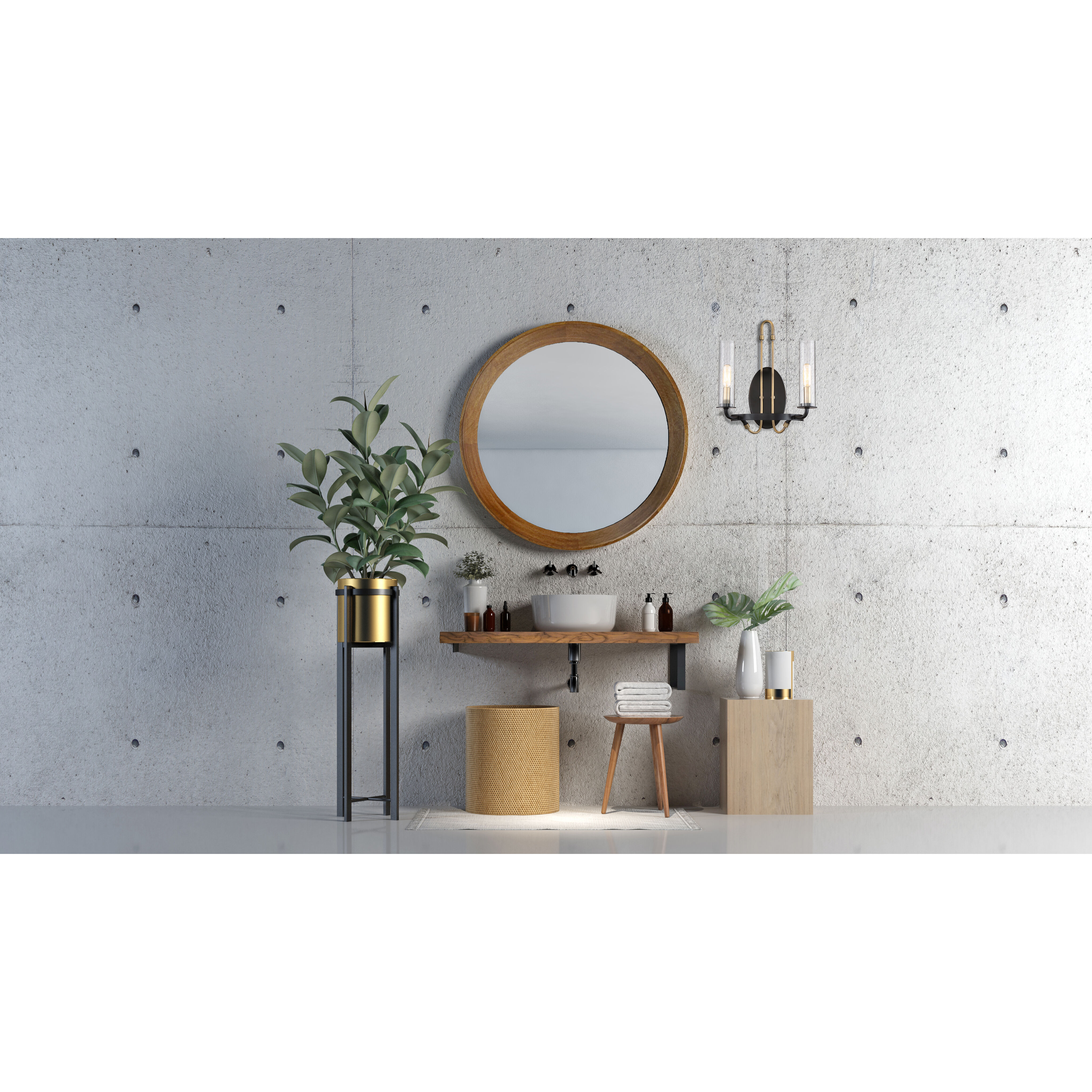 Kearney 2 Light 12 inch Vintage Black with Warm Brass Wall Sconce Wall Light