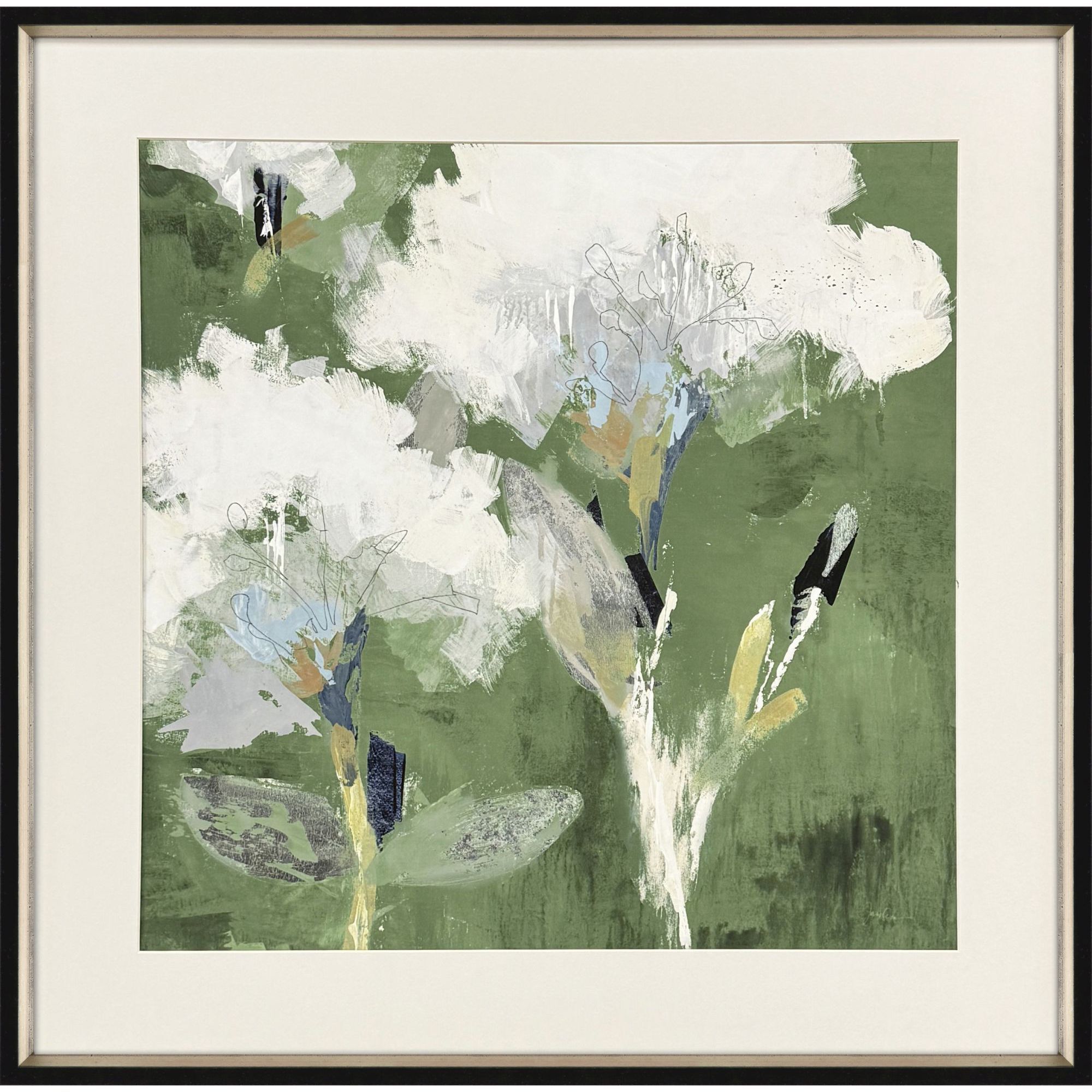 Starlight White and Green and Blue and Black Framed Art