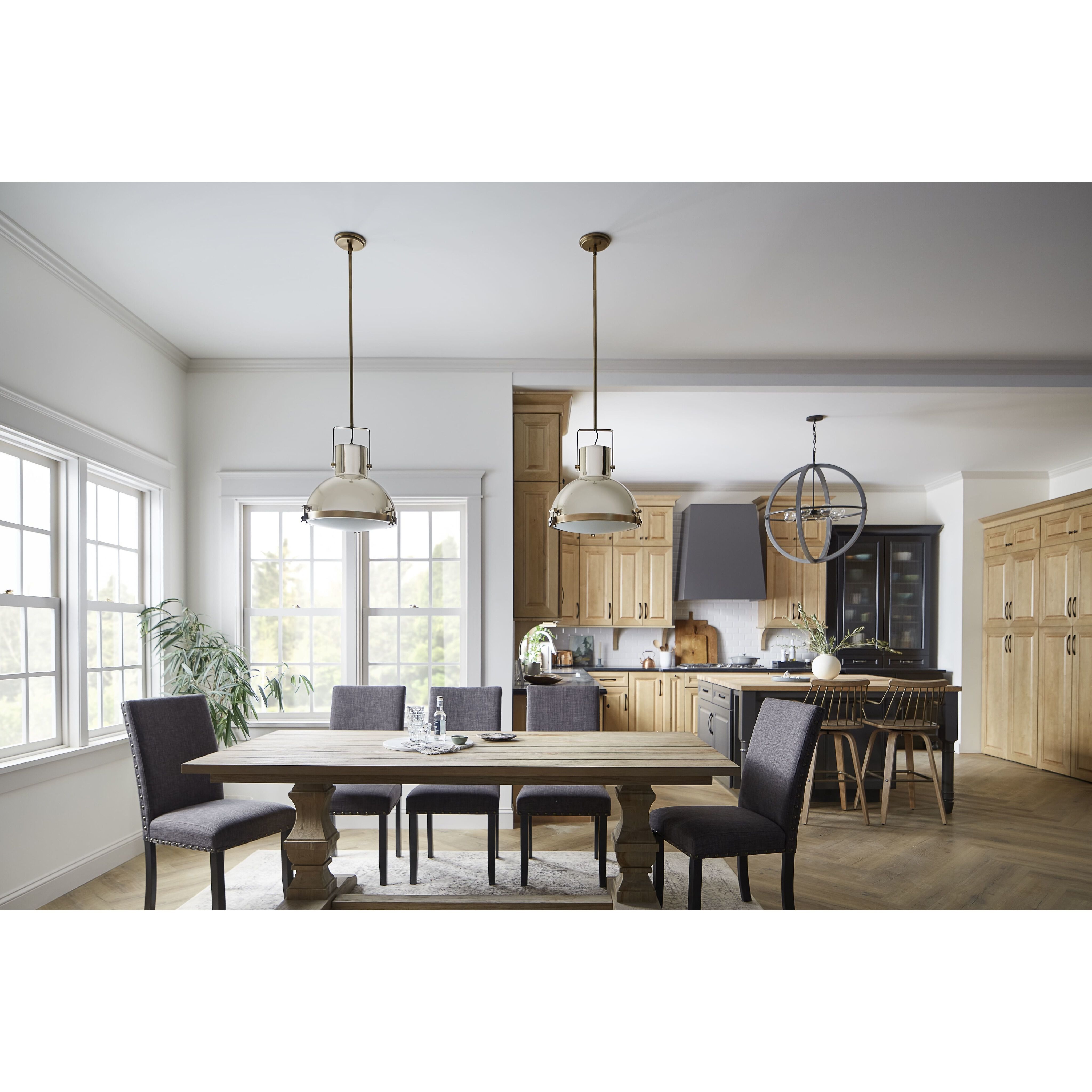 Nautique 1 Light 18 inch Heritage Brass with Polished Nickel Indoor Pendant Ceiling Light in White, Heritage Brass / Polished Nickel