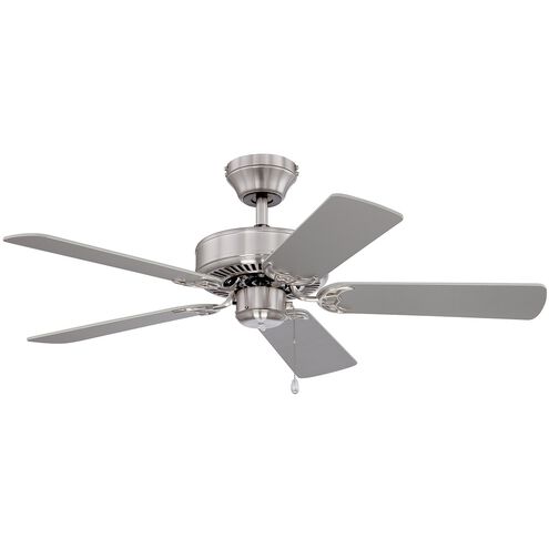 Builder's Choice 42 inch Satin Nickel with Silver / White Blades Ceiling Fan