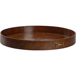 Leather Round Brown Tray