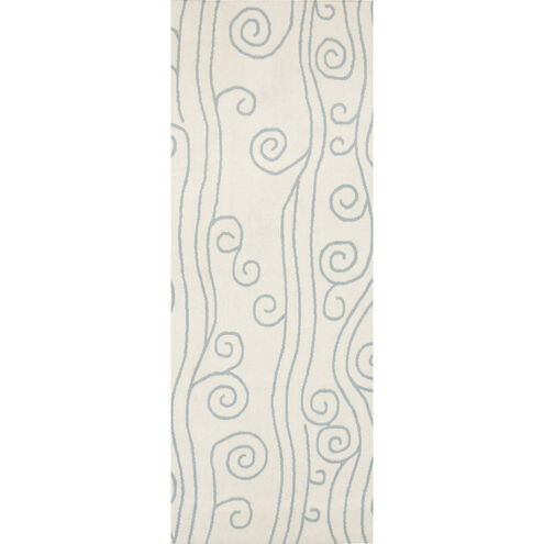 Boardwalk 96 X 30 inch Ivory, Aqua Rug