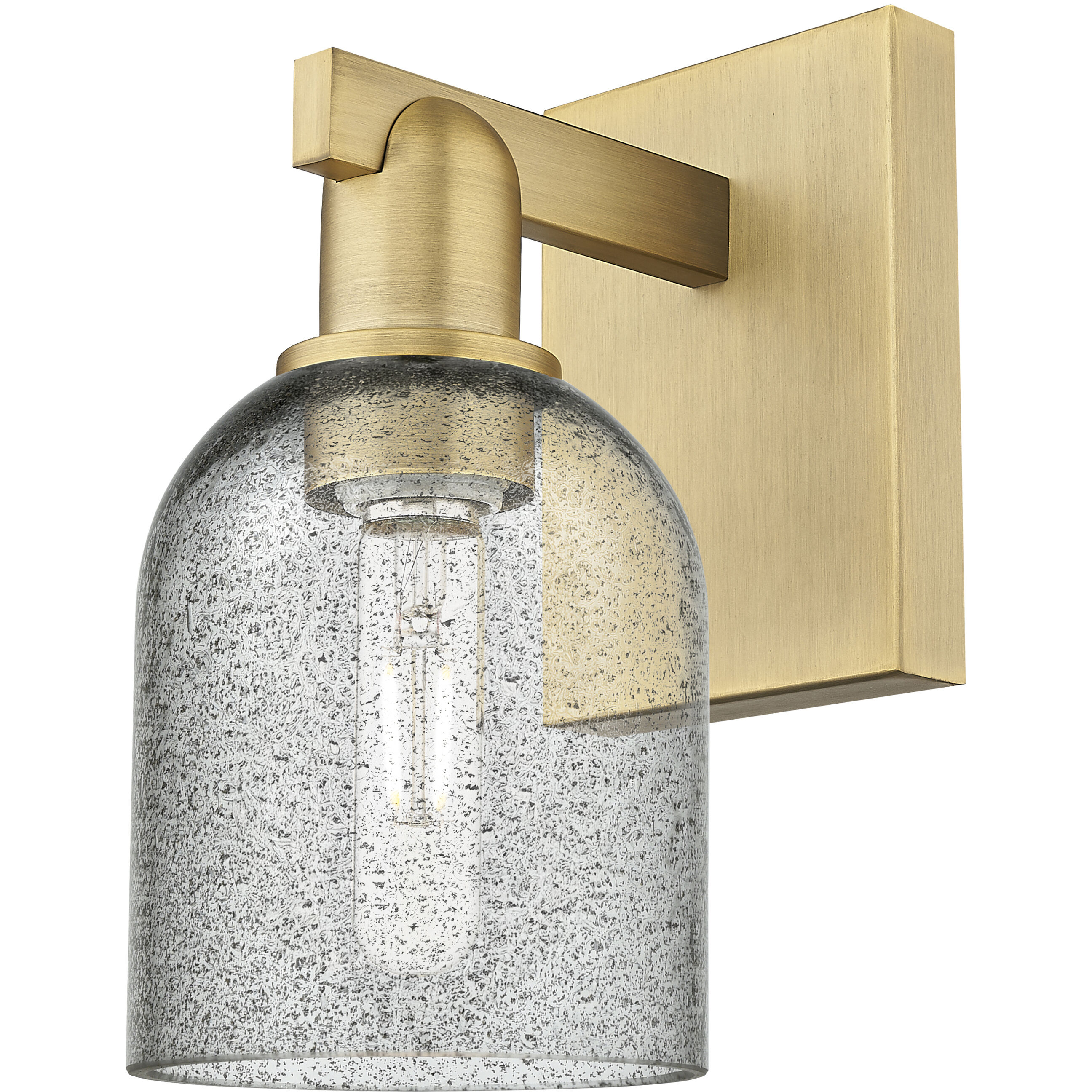 Arcadia Caledonia Armed Sconce Wall Light in Brushed Brass, Charcoal