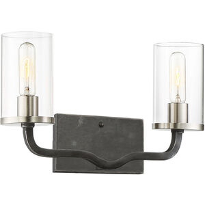 Sherwood 2 Light 16 inch Iron Black and Brushed Nickel Accents Vanity Light Wall Light