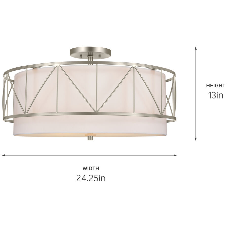 Birkleigh 4 Light 24 inch Satin Nickel Flush Mount Ceiling Light
