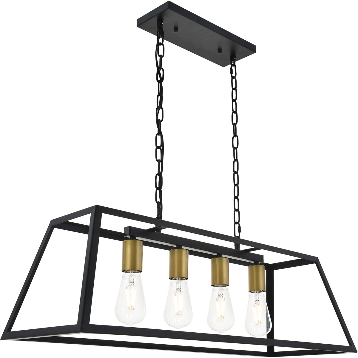 Resolute 4 Light 32 inch Brass and Black Pendant Ceiling Light
