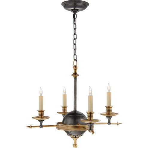 Chapman & Myers Leaf and Arrow 4 Light 15.5 inch Bronze with Antique Brass Chandelier Ceiling Light in Bronze and Antique Burnished Brass, Small