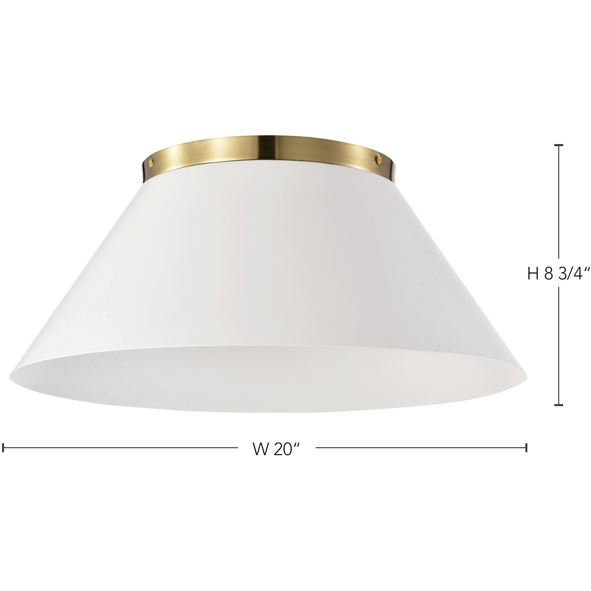 Dover 3 Light 20 inch White/Vintage Brass Flush Ceiling Light