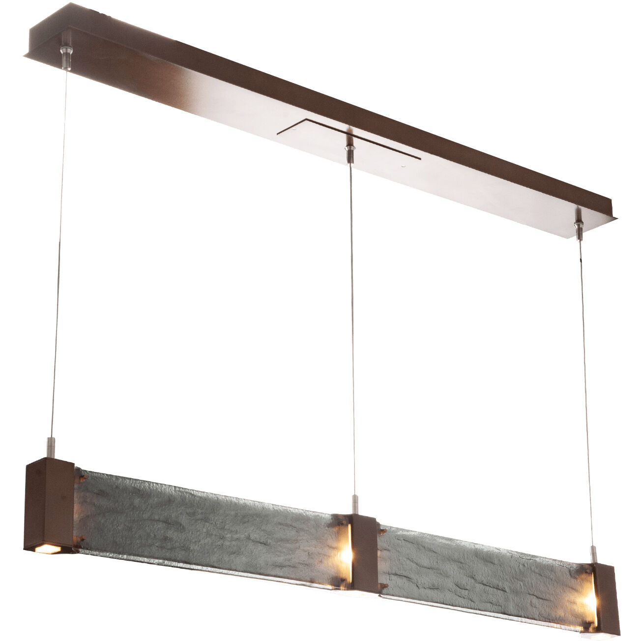 Parallel LED Flat Bronze Linear Pendant Ceiling Light in 3000K LED, Smoke Granite