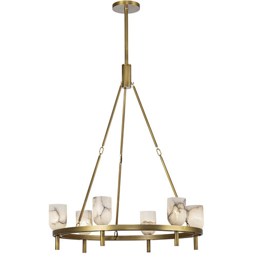 Lucian 6 Light 31.5 inch Vintage Brass Chandelier Ceiling Light in Vintage Brass and Alabaster