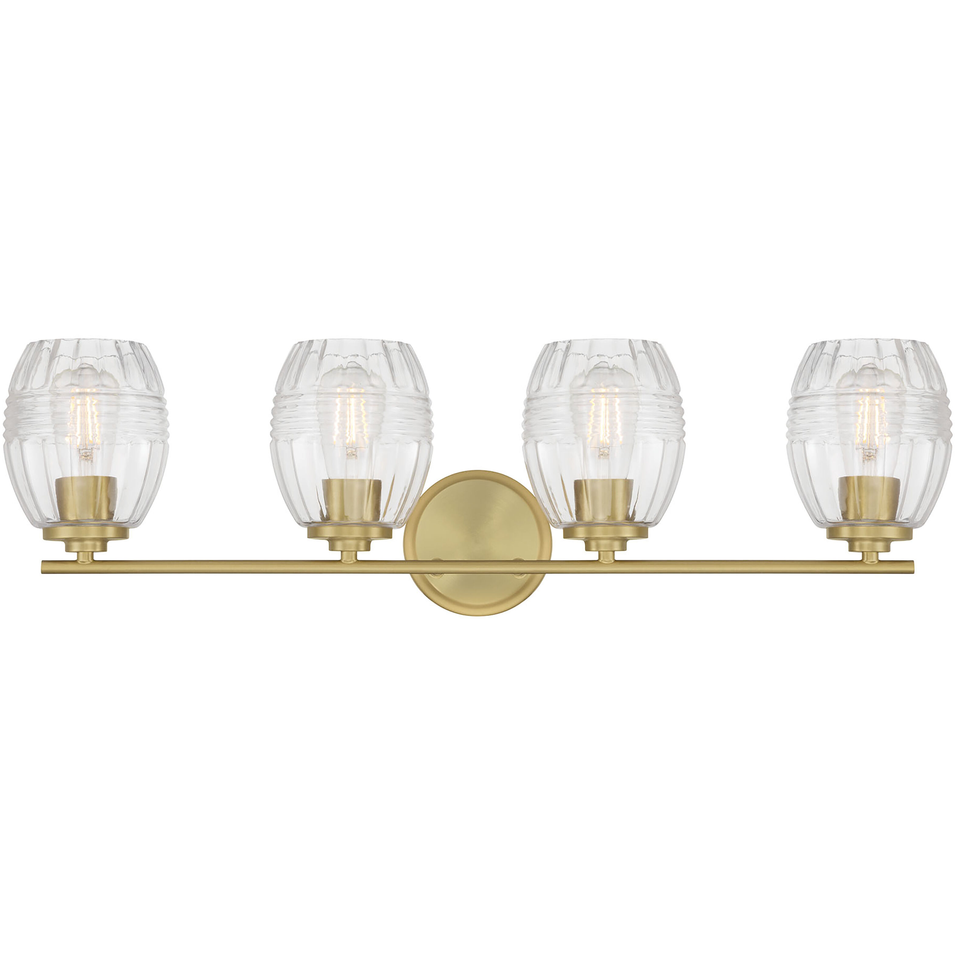 Miravelle 4 Light 30.5 inch Vintage Brass Bathroom Vanity Light Wall Light