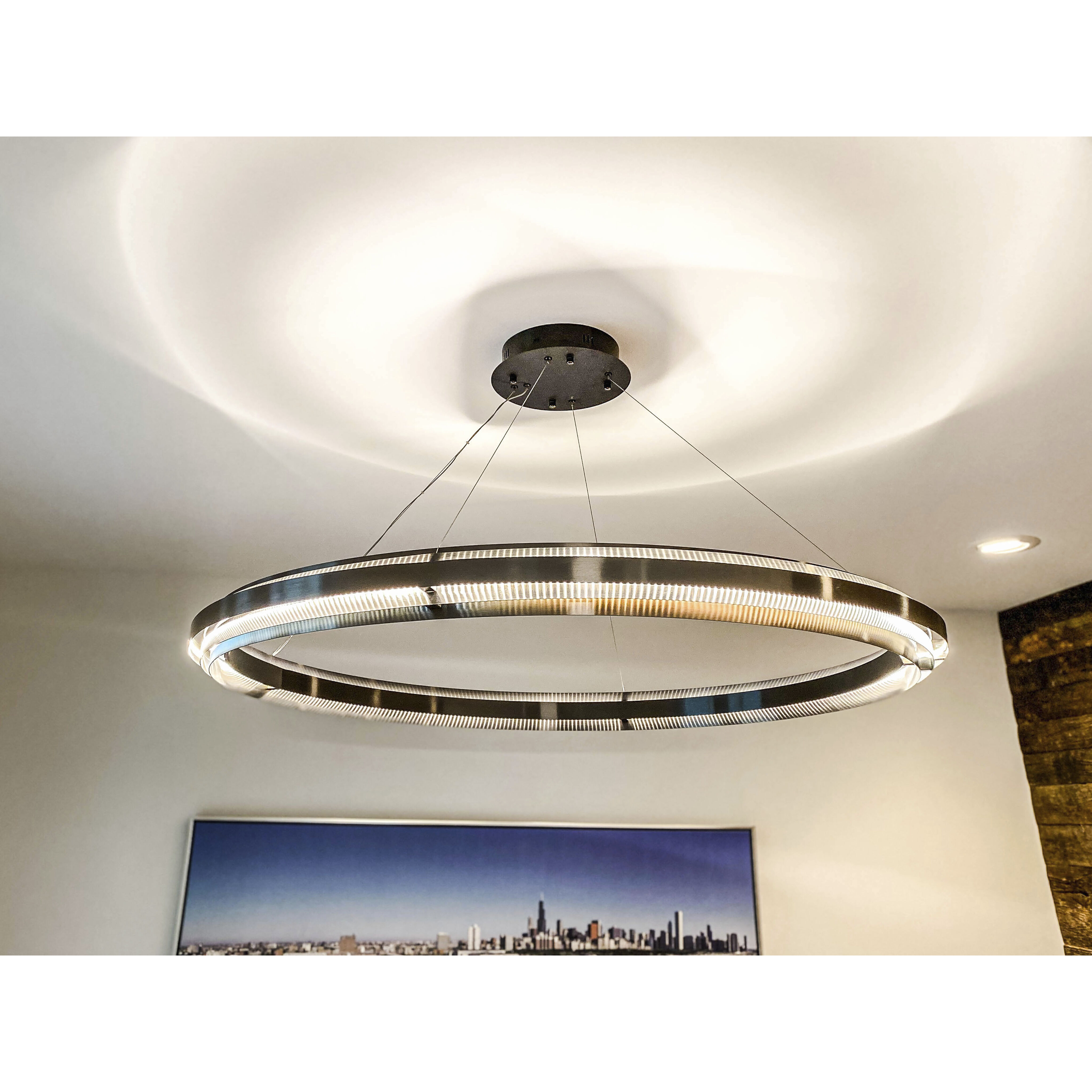 Echo LED 39.5 inch Brushed Gunmetal Suspension Pendant Ceiling Light