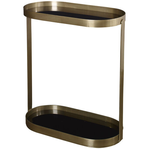 Adia 27 X 23 inch Antique Gold and Black Glass Side Table