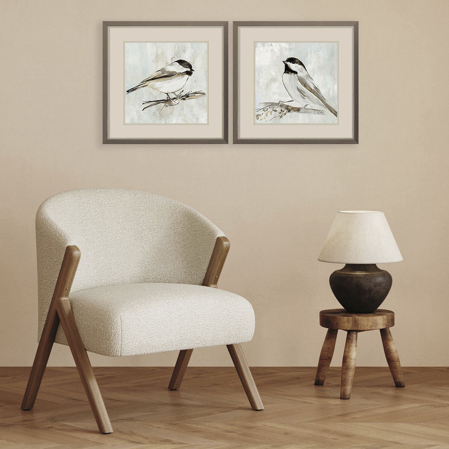Feathered Melody Gray and Metallic and Black Framed Art, Propac