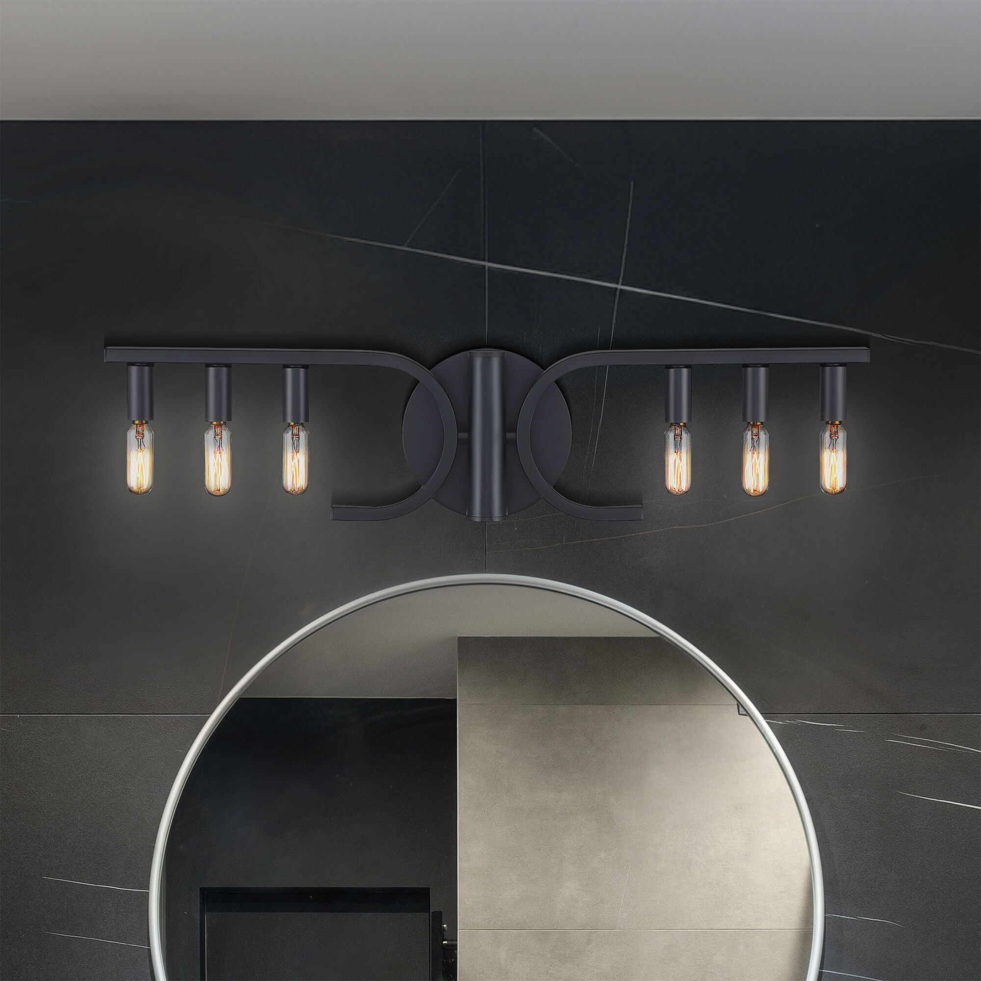 Skye 6 Light 27.5 inch Matte Black Vanity Light Wall Light