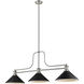 Melange 3 Light 52 inch Brushed Nickel Billiard Ceiling Light in Matte Black Steel