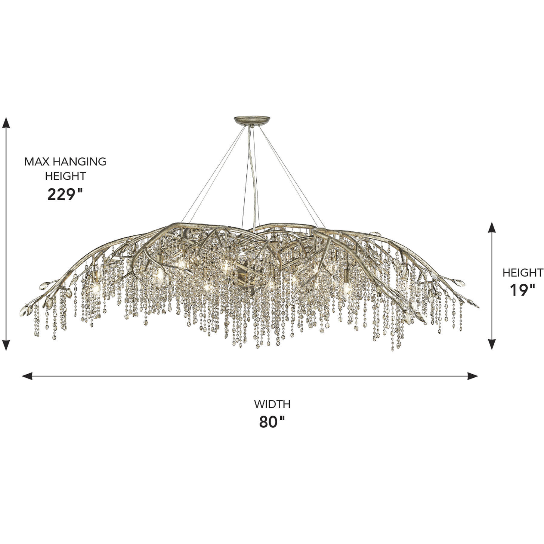 Autumn Twilight 80 inch 60.00 watt Mystic Gold Chandelier Ceiling Light, Large