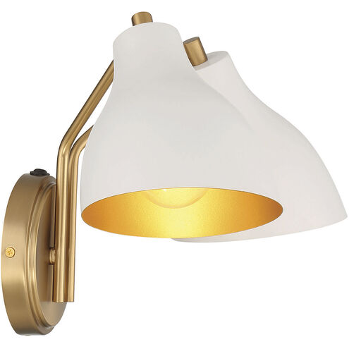 Modern 2 Light 17.5 inch White with Natural Brass Wall Sconce Wall Light
