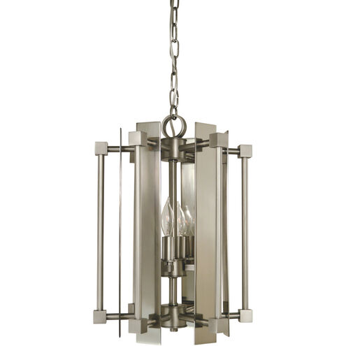 Louvre 4 Light 12 inch Satin Pewter with Polished Nickel Mini Chandelier Ceiling Light in Satin Pewter/Polished Nickel