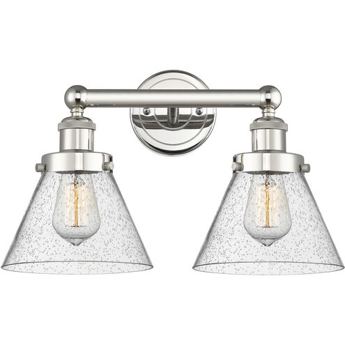 Cone 2 Light 15.5 inch Polished Nickel and Seedy Bath Vanity Light Wall Light