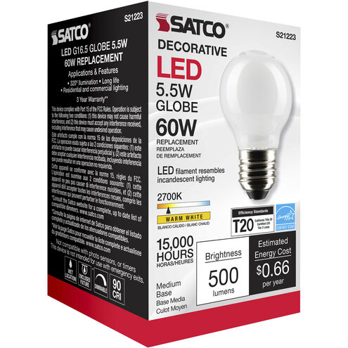 Lumos  G16.5 LED Medium Medium 5.50 watt 2700K LED Filament