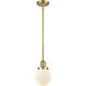 Franklin Restoration Beacon LED 6 inch Satin Gold Mini Pendant Ceiling Light in Matte White, Franklin Restoration