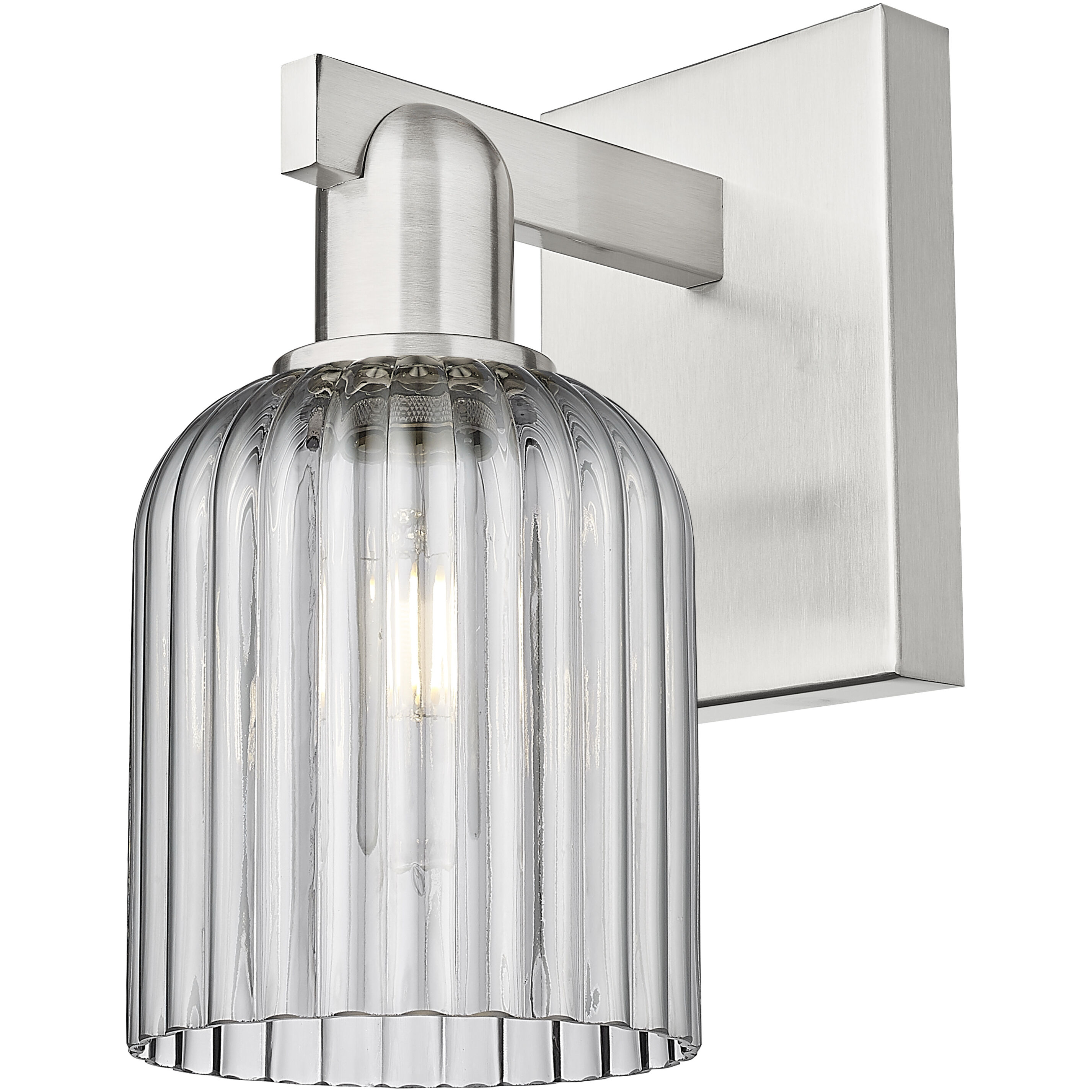 Bridal Veil Sconce Wall Light in Brushed Satin Nickel, Light Smoke Glass