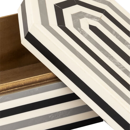 Octagonal Stripe 11.5 X 7.5 inch White and Black Box, Set of 2