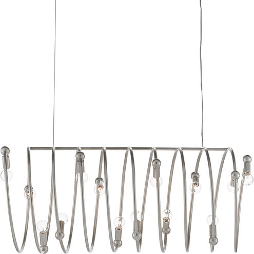 Soar 14 Light 40 inch Contemporary Silver Leaf Linear Chandelier Ceiling Light, Rectangular