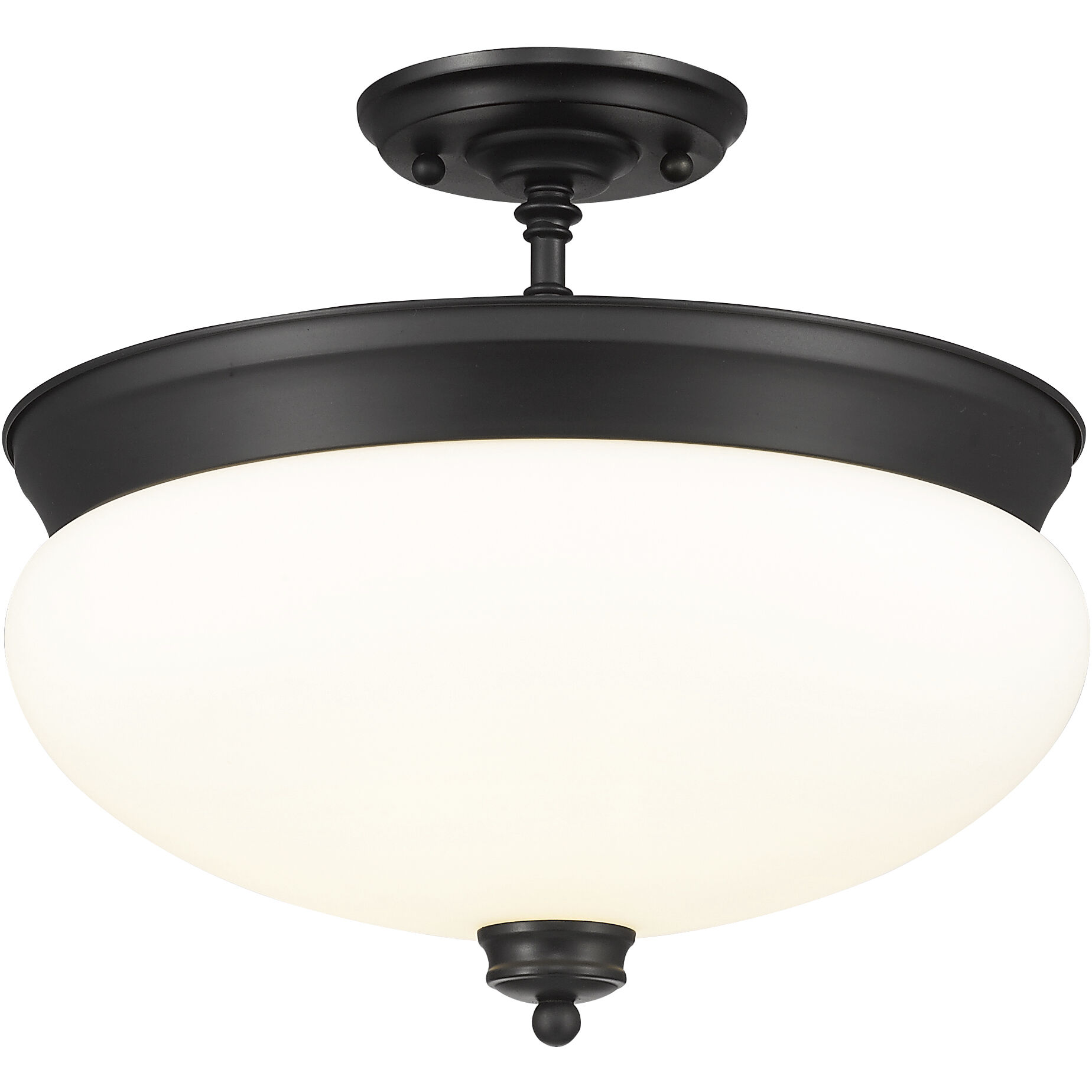 Amon 3 Light 15 inch Matte Black Semi Flush Mount Ceiling Light