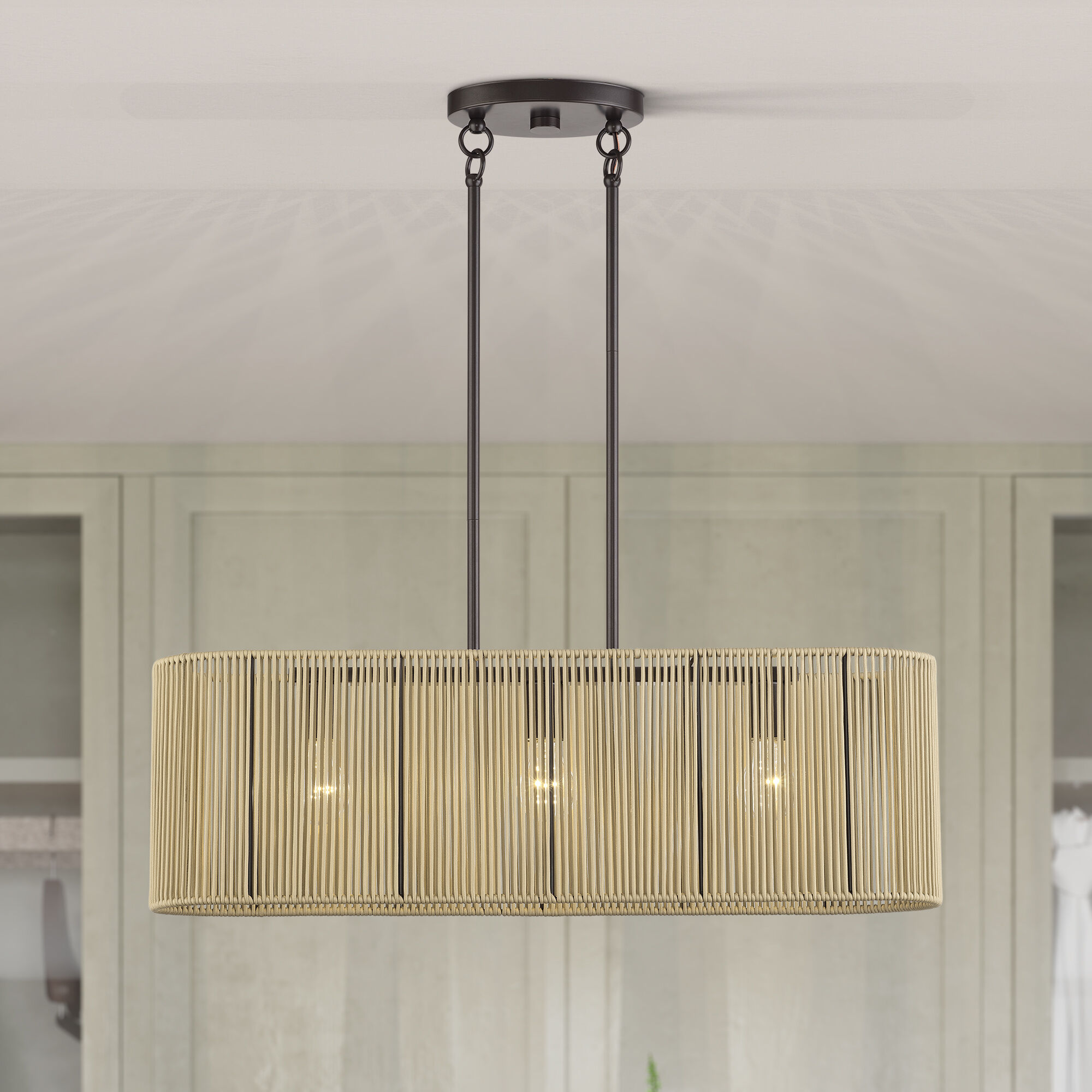Goldiemesh 3 Light 30 inch English Bronze Linear Chandelier Ceiling Light, Medium