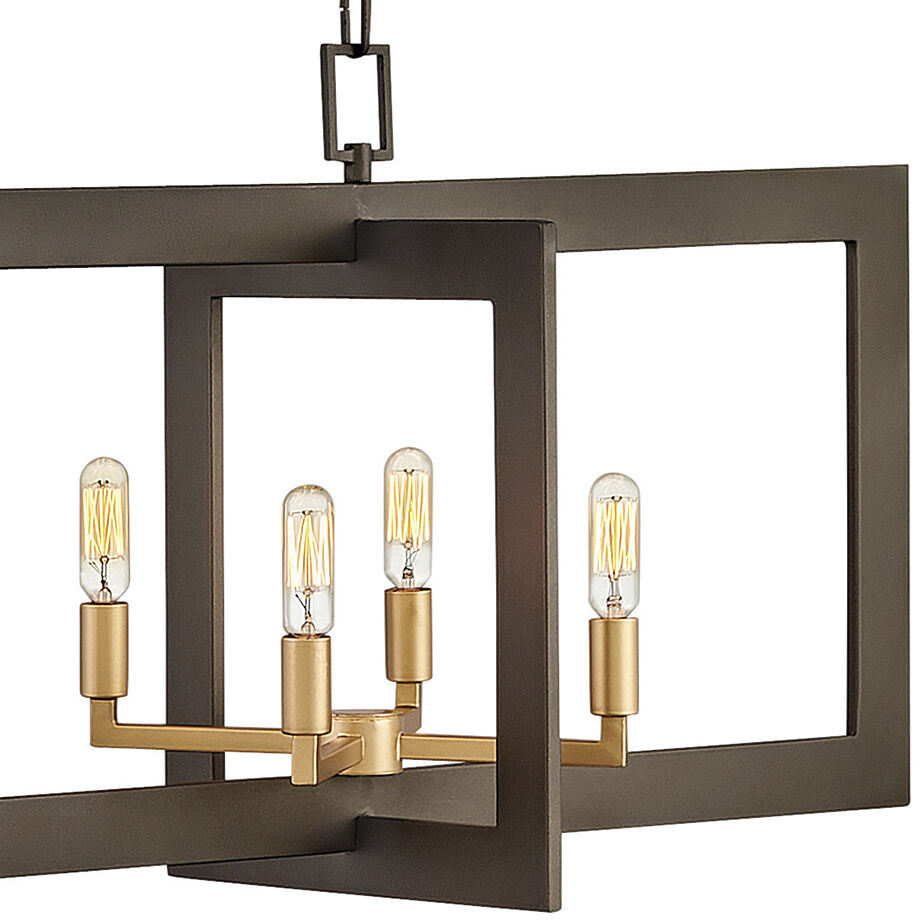Anders 8 Light 48 inch Metallic Matte Bronze with Deluxe Gold Indoor Linear Chandelier Ceiling Light