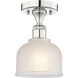 Dayton 1 Light 5.5 inch Polished Nickel Flush Mount Ceiling Light in White