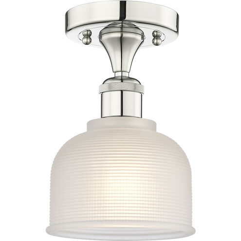 Dayton 1 Light 5.5 inch Polished Nickel Flush Mount Ceiling Light in White